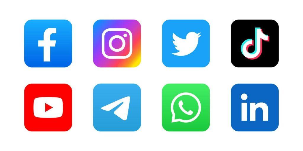 set of square social media icon in color background free vector 1