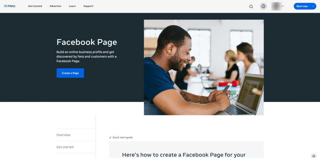 create a facebook page