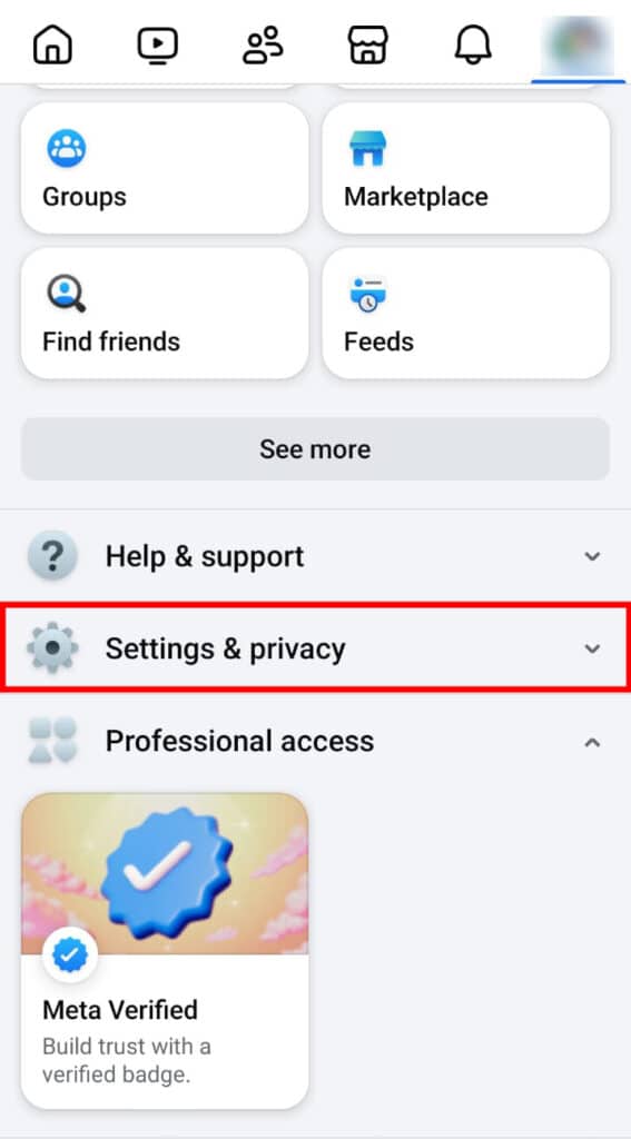 Tap on the settings and privacy option