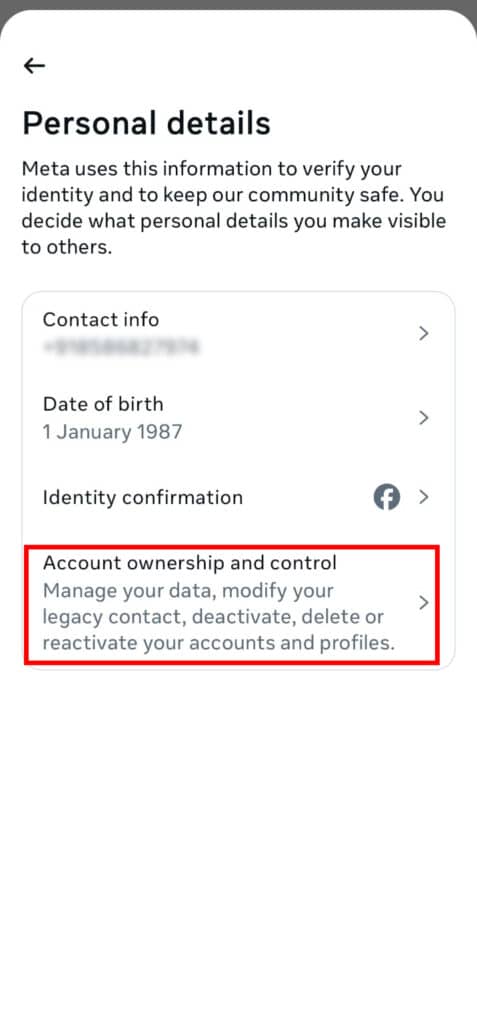 account ownership and control