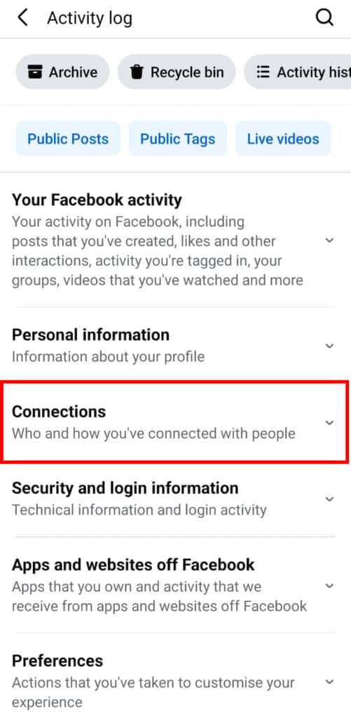 click on connections