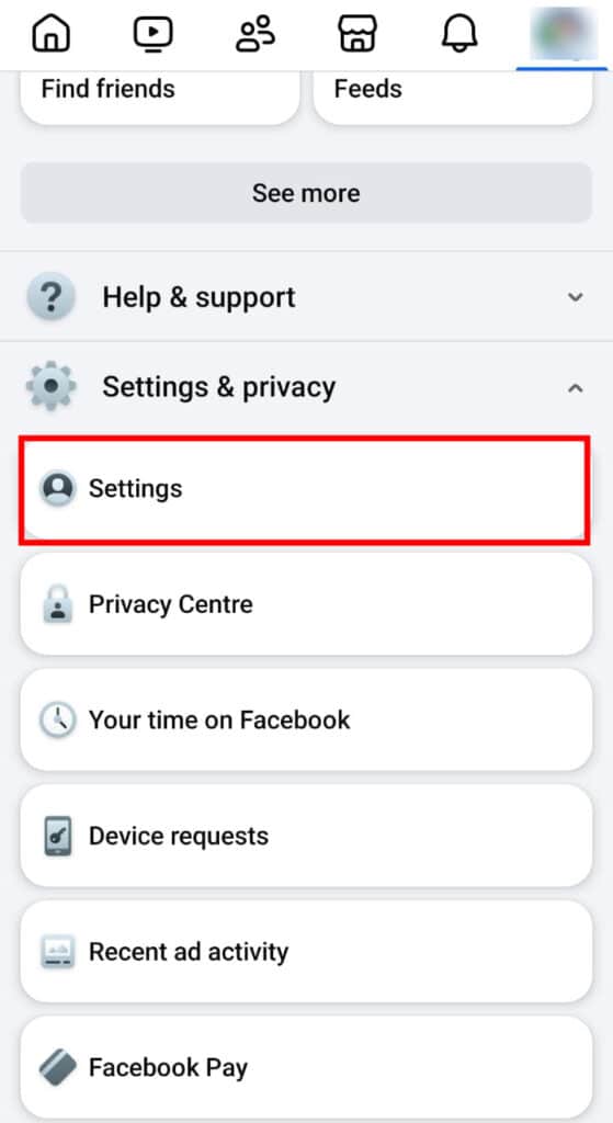 click on the Settings option