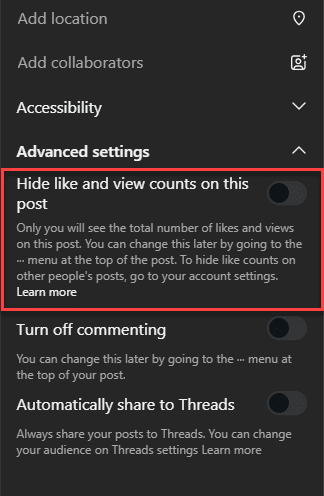 hide like and view counts on this post