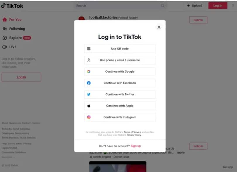 login into tiktok