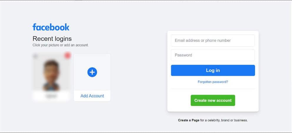 login to your facebook account on pc