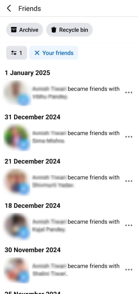 see when you became friends on Facebook